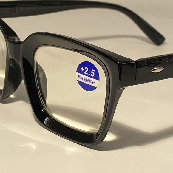 0617 Claudia Reading Glasses 2.50 Oversize Readers Black Square Shape NWT - Picture 7 of 9